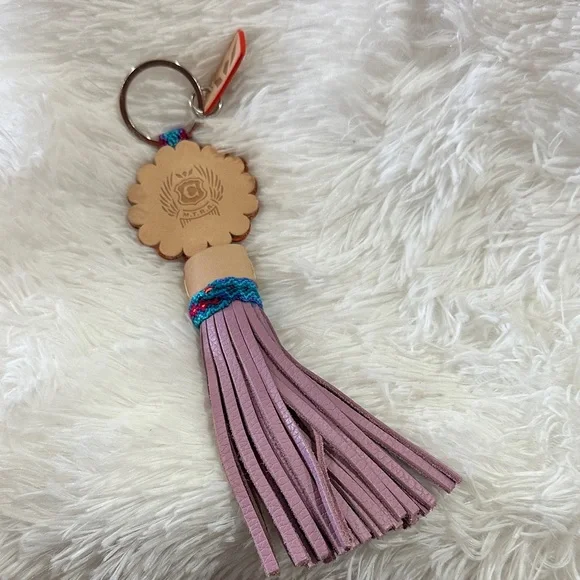 Consuela Leopard Keychain with Purple Tassel Paper Mache - Picture 2 of 2